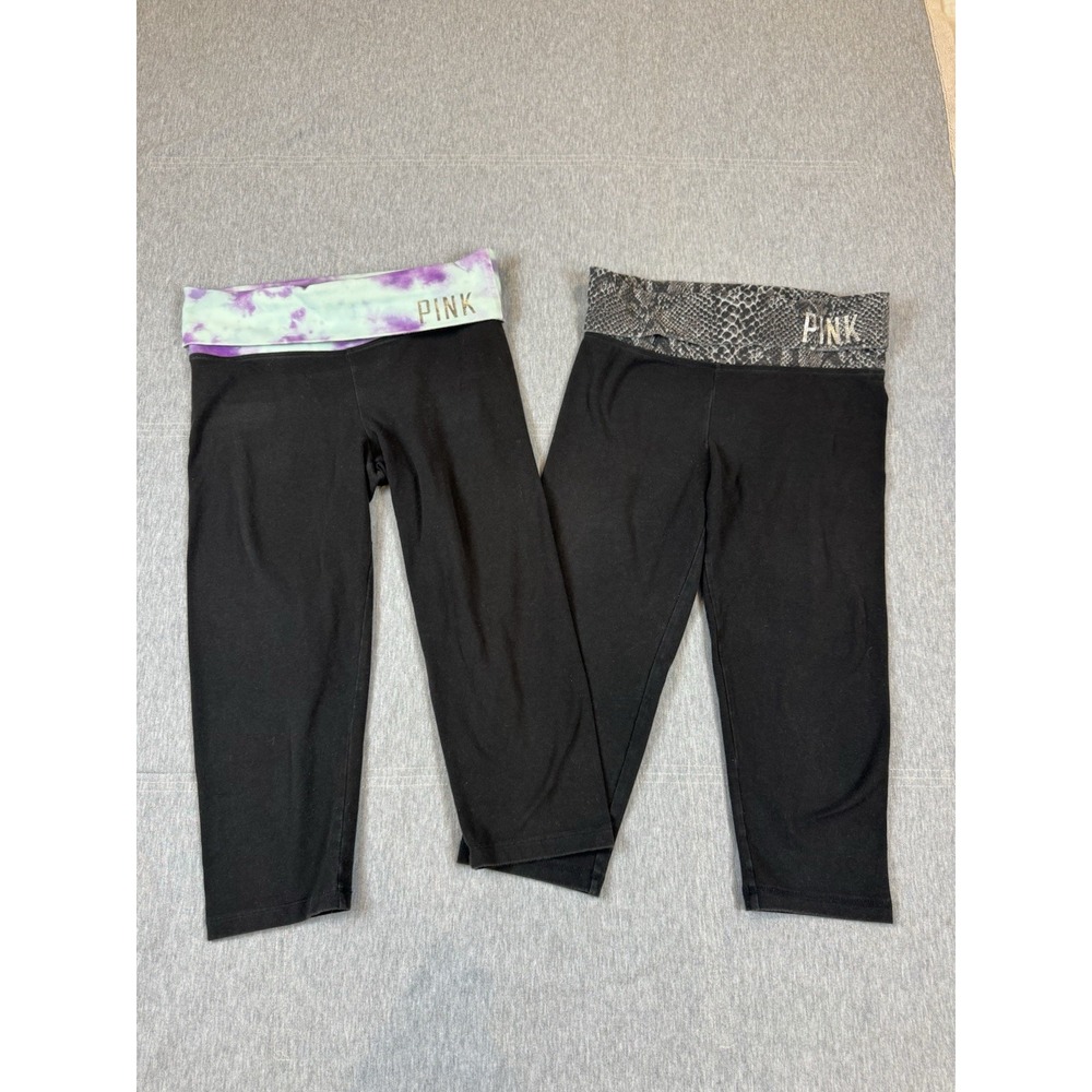Y2K Victoria's Secret PINK Vintage Foldover Capri Yoga Pants Small Snake Tie Dye